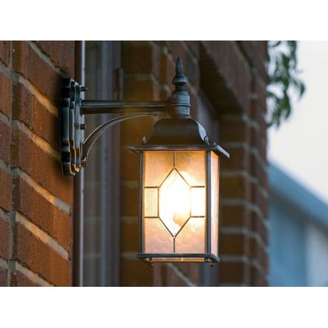 LED Außen Wandlaterne hängend im Landhausstil, schwarz, Höhe 38cm (1/5)