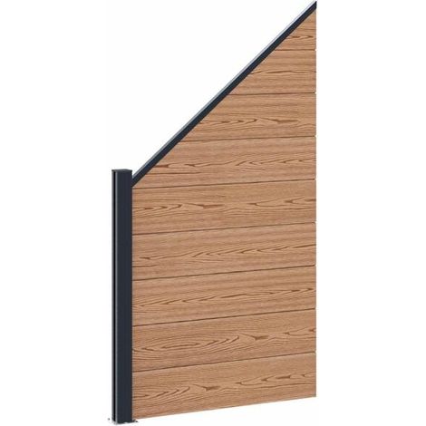 Panneaux de clôture en WPC brun et en aluminium