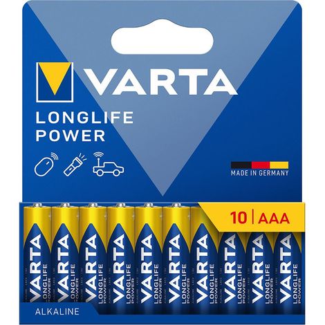 Pile alcaline AAA Longlife Power - LR03 (blister carton 10 unités) ø10,5 x 44,5 mm (1/2)