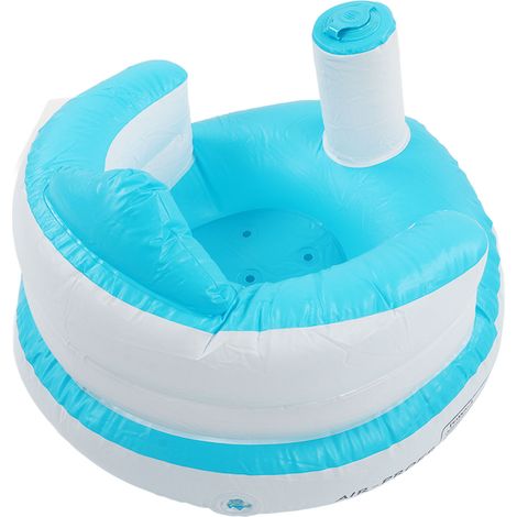 Siège bébé gonflable, fauteuil à pression pour bain enfant, tabouret de bain pour bébé bleu (sans gaz). (1/5)