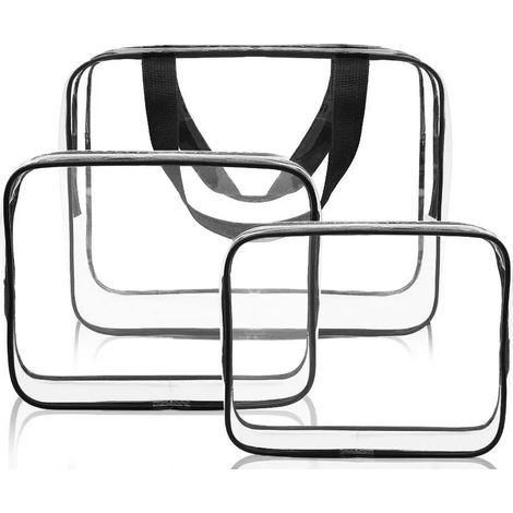 3 Pièces Trousses de Toilette Transparentes Unisexe Imperméables Pochettes de Voyage pour Hommes Femmes Enfants Organisateur de Douche (1/5)