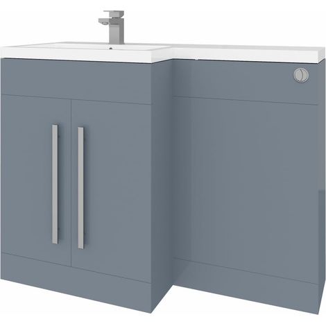 1100mm L Shape LH Vanity Unit Gloss Grey Painting BTW Toilet Unit (1/5)
