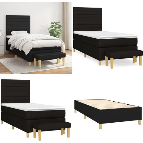 Boxspringbett mit Matratze Schwarz 100x200 cm Stoff - Boxspringbett - Doppelbett - Schlafraumgestaltung - Bettenausstattung - Bettwaren - Home & Living (1/5)