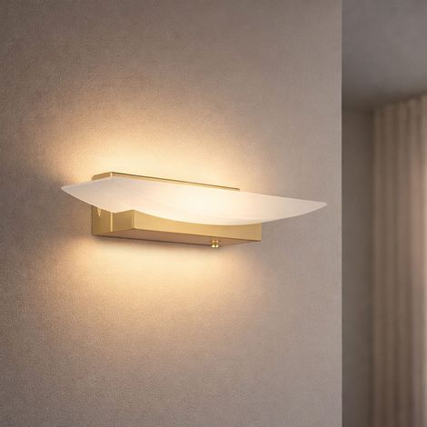 Wandleuchte Wandlampe LED Dimmbar Flurleuchte Schlafzimmerlampe Messing B 30 cm