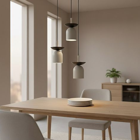Lampada a sospensione EGO in acciaio verniciato grigio