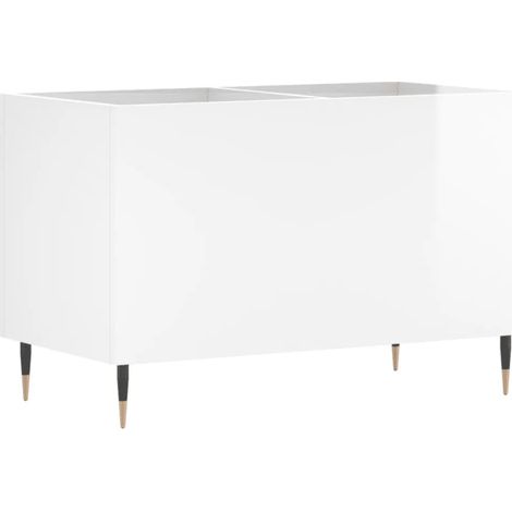 Pratico e classico mobile porta dischi 74,5 x 38 x 48 cm finitura opaca stile industriale in legno bianco lucido 020049125
