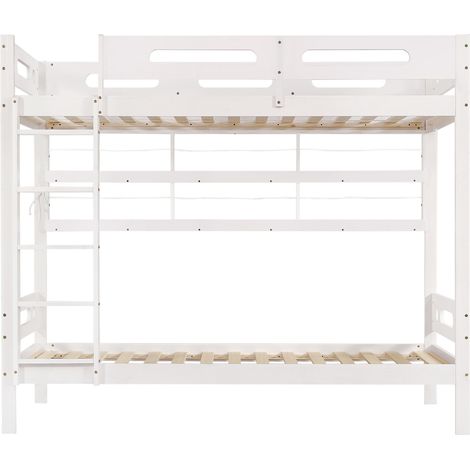 Letto a castello per bambini bianco 90 x 200 cm con scala a 5 gradini e ripiani aperti (1/5)
