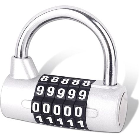 Serrure à Combinaison à 5 Chiffres, Cadenas de Gymnase, Serrure à Combinaison Remplaçable, Adaptée aux Casiers d'École, Boîtes à Outils, Clôtures, Argent (1 Pièce) (1/4)