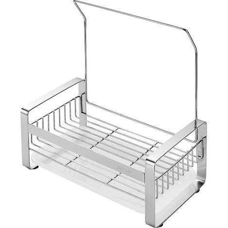Panier de rangement pour éponge d'évier en acier inoxydable avec bac récupérateur. (1/5)
