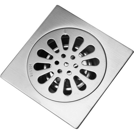 Grille de Sol Anti-Odeurs en Stainless Steel Thick Square Type 3 pour Douche et Salle de Bain - Drainage Rapide, 304 Argent, 100x100mm, 1 Unité