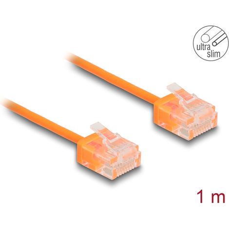 Delock Cable de red RJ45 Cat.6 UTP Ultra Slim 1 m naranja con enchufes cortos