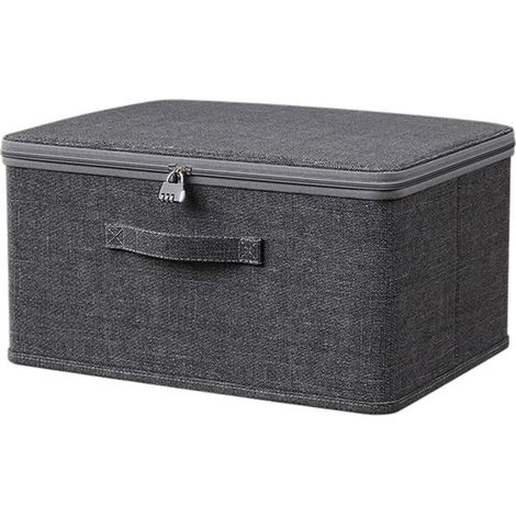 Abschließbare, faltbare Aufbewahrungsbox mit Deckel und Zahlenschloss – Grau (40 x 30 x 21 cm) für den Kleiderschrank oder unter dem Bett (1/5)