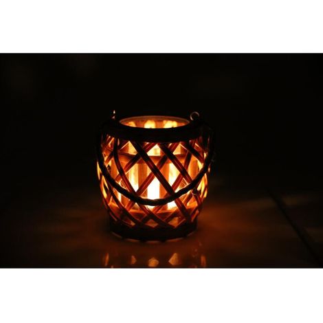 Weidenlaterne D15cm H14cm mit Glaseinsatz Windlicht Kerzenständer Kerzenhalter (1/4)