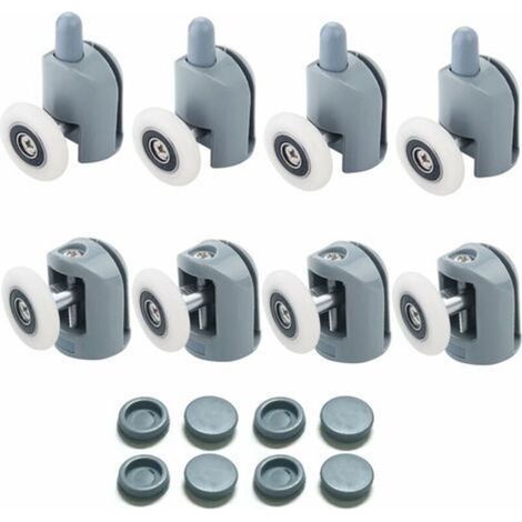 roulettes pour portes coulissantes, roulettes pour portes de douche, roulettes pour portes de douche de 23 mm, roulettes pour cabines de douche de salle de bain, 4 en haut et 4 en bas (1/4)