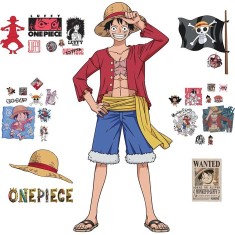 Stickers One Piece- Luffy Géant - Hauteur 32,83 cm (1/5)