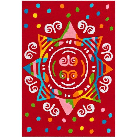 Tapis tissé spirit glowy 3145 rouge mandala - 110 x 160 cm
