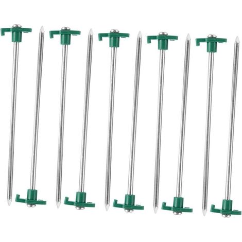 10 pièces Lot de Piquets de Tente Acier Inoxydable Renforcé Piquets Robustes pour Camping Fixation Sols Durs avec Tête Pointue pour Cordeau Accessoires pour Tentes et Bâches (1/5)