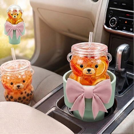 Porte-gobelet en forme de cœur pour voiture, compatible avec l'adaptateur Bearista pour gobelet en verre Porte-gobelet réutilisable pour voiture, cadeau pour l'intérieur du véhicule (1/5)