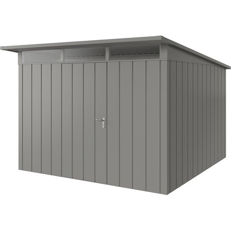 Hörmann Metall-Gerätehaus "Juno" mit Pultdach, JPD14 - Modern, 310 x 310 cm (B x T), graualuminium, 1-flüglige Tür, Anschlag links (1/5)