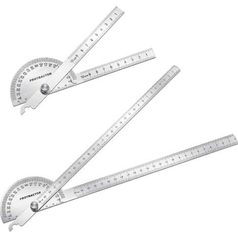 2 rapporteurs d'angle, règle à bras pivotant, en acier inoxydable, outil de mesure d'angle à tête ronde, pour peintre, artiste, étudiant en géométrie (1/5)