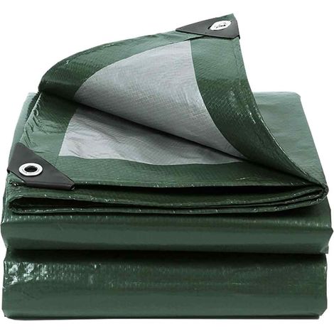 Schutzplane 2x2 m, 130 g/m² PE-Gewebe, wasserdicht, Aluminiumösen, olivgrün, Garten, Camping, Baustelle (1/5)