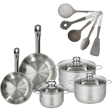 Lot 2 Poêles 20/24cm Fackelmann Etherna et 3 Faitouts 16/20/24cm avec 5 ustensiles (1/5)