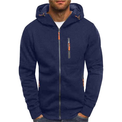 Veste EGNMCR pour homme, pull cardigan décontracté uni de sport et fitness, à capuche, manches longues et fermeture éclair. (1/5)