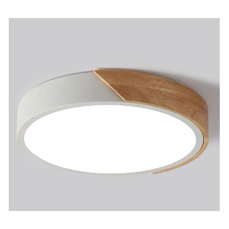 Suspension en acrylique 30 cm - Abat-jour rond avec lumière blanche chaude, LED 24 W (220 V), convient pour les couloirs, les cuisines, les chambres ou les salles à manger (Blanc) (1/5)