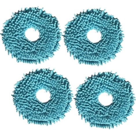 Set of 4 replacement mop pads for Conga 11090 Spin Revolute Home & Wash robot vacuum cleaner – Set of 4 microfiber cleaning pads, blue, compatible with Spin Series floors