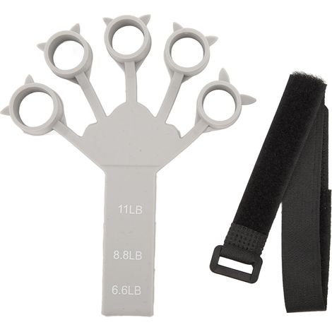 Renforceur de Doigts en 3 Niveaux (11LB/8.8LB/6.6LB) - Exerciceur de Prise Manuelle et Poignée de Force Gris (1/5)