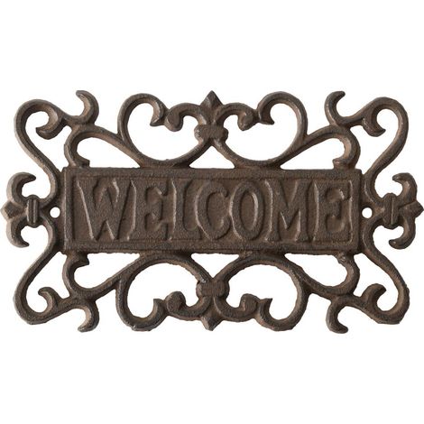 Decorazione da parete per esterno targa Welcome in ghisa