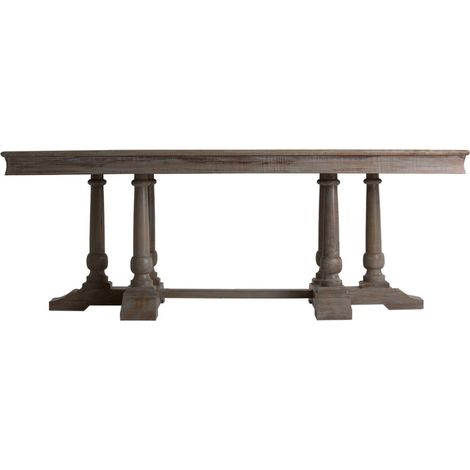 Table à manger rectangulaire manguier massif foncé décapé Pastol (1/5)