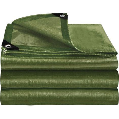 Bâche de protection imperméable 150 g/m² résistante et polyvalente, Vert, 4x8M, pour meubles de jardin, trampoline de voiture, anti-déchirures, recouverte des deux côtés (1/5)