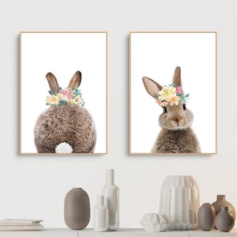 Poster 2er Set Kaninchen Wandbilder Kinderzimmer Babyzimmer 21x30cm C (1/5)