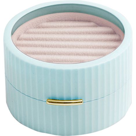 Boîte À Bijoux, Petit Étui De Voyage Portable, Boîte De Rangement Pour Bagues(bleu) (1/5)