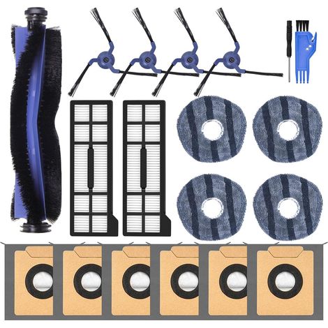Kit de repuestos para el robot aspirador EUFY X10 PRO, juego de 21 piezas (1 cepillo principal + 4 cepillos laterales + 2 filtros + 4 almohadillas de fregona + 6 bolsas para el polvo + 1 (1/5)