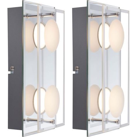 Lampada da parete a LED dimmerabile da specchio lampada da corridoio lampada da soggiorno a 2 luci lampada da parete, vetro cromato, 2x 5 W 2x 350lm bianco caldo LxL 24 x 12 cm (1/5)