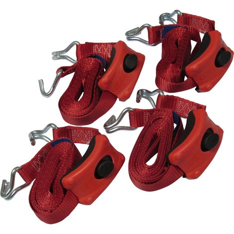Tie Down Cambuckle Straps 25MM 3M - Claw Hook Pack of 4 (Enclosed Pre-Threaded Webbing)