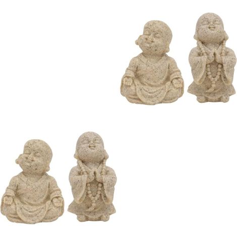 2 Ensembles Statue De Bocal À Poissons Petite Statue De Moine Mer Ermite Décorations Buddha Home Decor Parure Artisanale en Grès Décor Artisanal en Grès Brown 2 Pièces 2 (1/5)