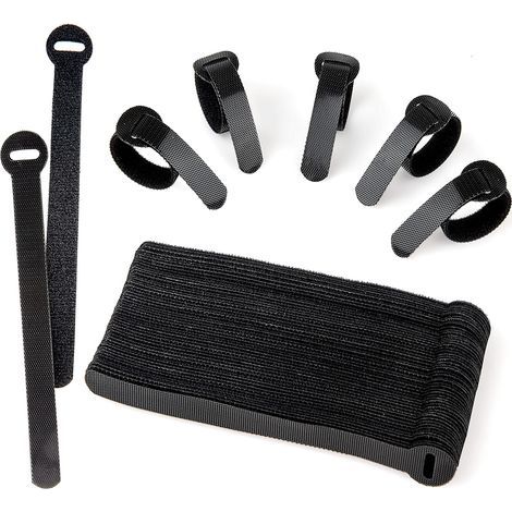 60 Pcs Réutilisables Attache Cable, Sangles Câble, Noir Scratch Serre Cable Pour Câbles Tv, Câbles Pc Et Organisation De Bureau (1/5)