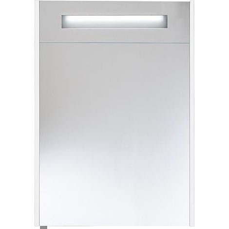 Armoir à miroir avec cache lumineux, blanc mat, 1 porte butee droite, 600x750x188mm (1/5)