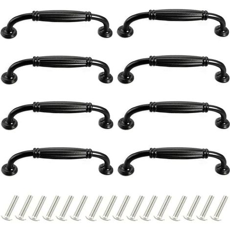 Lot de 8 Poignées de Portes Meubles 96mm en Alliage d'Aluminium Poignee pour Placard Tiroir Moderne avec Vis