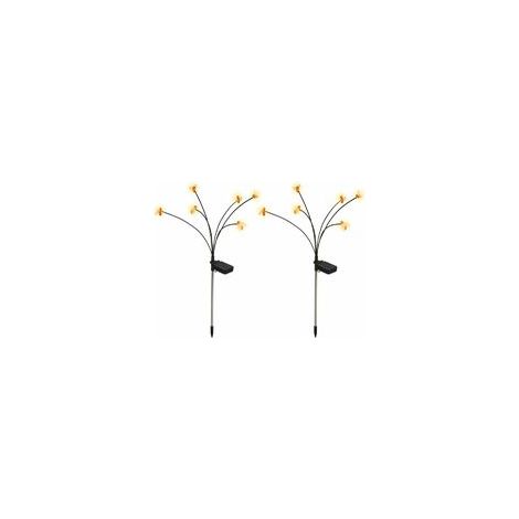 EASYCOMFORT Lot de 2 Petites Lumières Solaires Abeille - Lampe Solaire Led Firefly Plug Light - Décoration de Jardin (1/4)