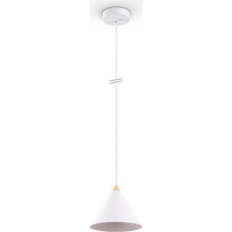 Paco Home Lampe Pendelleuchte Esstisch Hängelampe Küche Vintage Metall E27 Ø15,5cm, Weiß-Holz