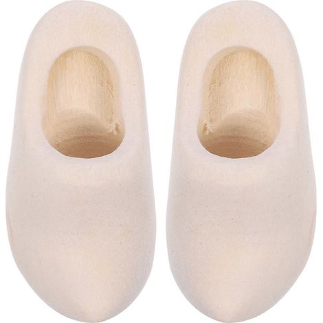 Chaussures en bois pour maison de poupée, décoration compatible, 1 paire, modèle miniature à monter soi-même (1/5)