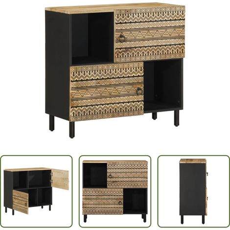 Buffet industriel - Buffet 80x33,5x75 cm bois de manguier brut massif (1/5)