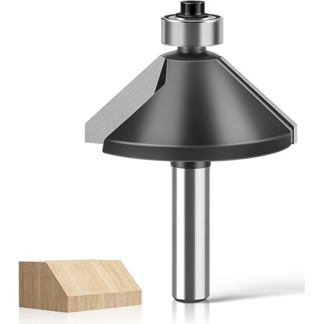 Fraise à chanfreiner à 45 degrés avec tige de 8 mm, outil de coupe du bois avec roulement à billes pour bois tendre, bois dur, Ø 44 mm (1/5)