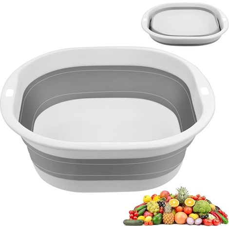 Bassine Pliable, 3.5 LBassine Retractable Nettoyage Ménager Petite Bassine Bucket, Pliable Retractable Lavabo Multifonction, pour Salle de Bains, Cuisine, Jardin, Camping, Gris