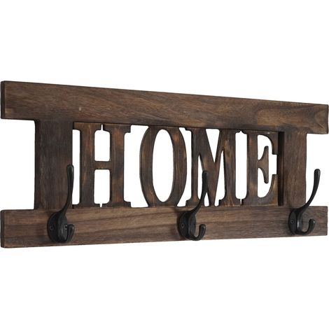 Wandgarderobe HHG-990 Home, Garderobe Garderobenpaneel, Shabby-Look Vintage 55x21cm braun, shabby
