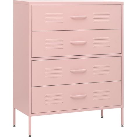 Maison Exclusive - Armario de cajones de acero rosa 80x35x101,5 c (1/5)
